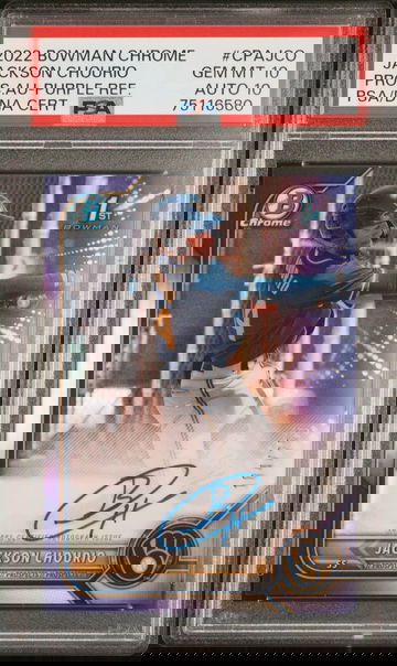 2022 Bowman Chrome Jackson Chourio Auto Purple Refractor /250 PSA 10