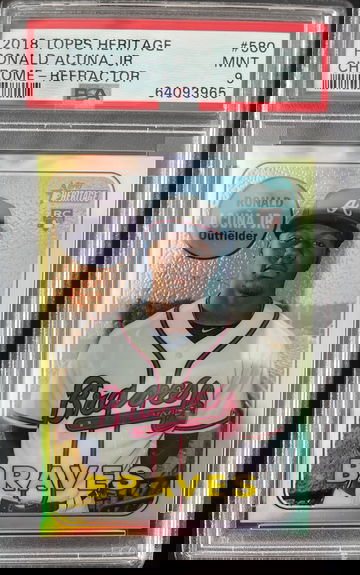 2018 Heritage High Refractor Ronald Acuna RC! SP /569 PSA 9!