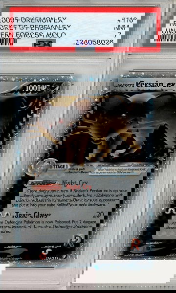 2005 POKEMON EX UNSEEN FORCES ROCKETS PERSIAN EX #116 HOLO PSA 7 NM