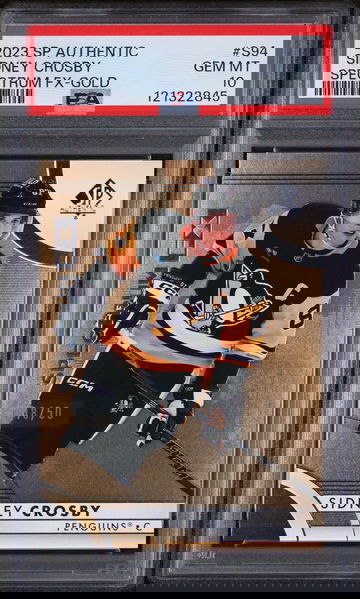 2023 SP Authentic Spectrum Fx Gold Sidney Crosby #S94 /50 PSA 10