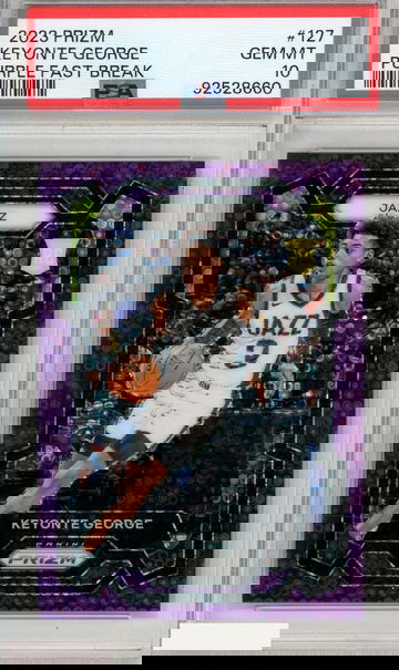 2023 PANINI PRIZM KEYONTE GEORGE #127 PURPLE FAST BREAK PSA 10 GEM MT RC