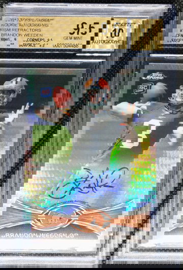 Brandon Weeden 2012 Topps Chrome Prism Refractor RC Rookie Autograph BGS 9.5 w/ 10 Auto 9/50