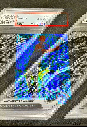 2020 Anthony Edwards Panini Mosaic Blue Reactive Prizm Rookie PSA 10 #201 RC