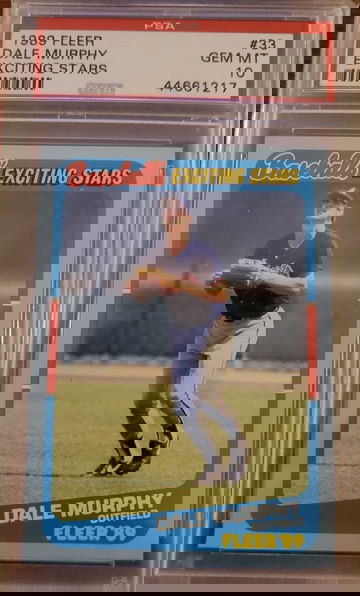 1989 Fleer Exciting Stars Dale Murphy psa 10 pop 9