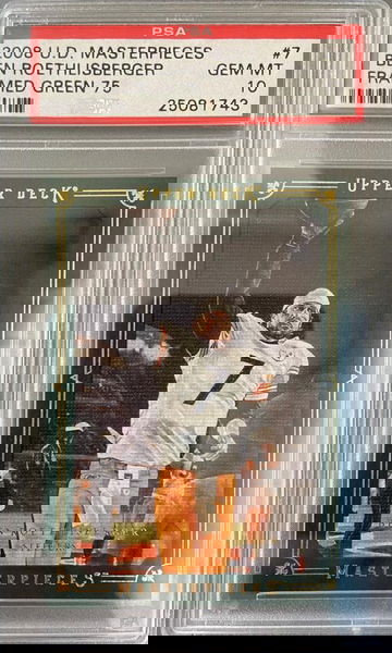 2008 UPPER DECK MASTERPIECES FRAMED GREEN BEN ROETHLISBERGER #D /75 PSA 10