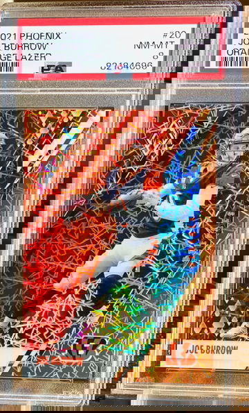 2021 Joe Burrow Lazer Prizm /99 Orange Refractor PSA 8 