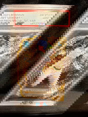 2022 Bowman Trey Sweeney Prospectors special gold variation /49 psa 9