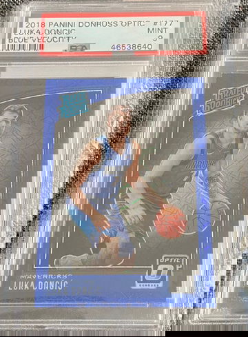 2018-19 Luka Doncic Donruss Optic Blue Velocity RC PSA 9