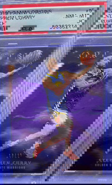 2019-20 PANINI ORIGINS STEPHEN CURRY PURPLE FOTL EXCLUSIVE 14/21 PSA 8 NM-MT SP