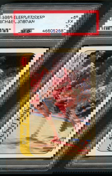 1986 FLEER STICKER MICHAEL JORDAN ROOKIE RC PSA 5 LOOKS NICER