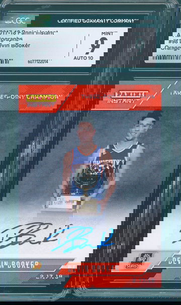 2017 Panini Instant Devin Booker #98 Three-Point Champion Auto Orange #5/5 CGC 9