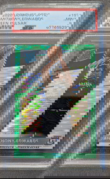 PSA 9 - 2020 Panini Donruss Optic Green Pulsar Anthony Edwards #151 RC RATED ROOKIE Timberwolves