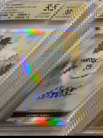 2012 Bowman Chrome Refractors Auto Gerrit Cole BGS9.5/10