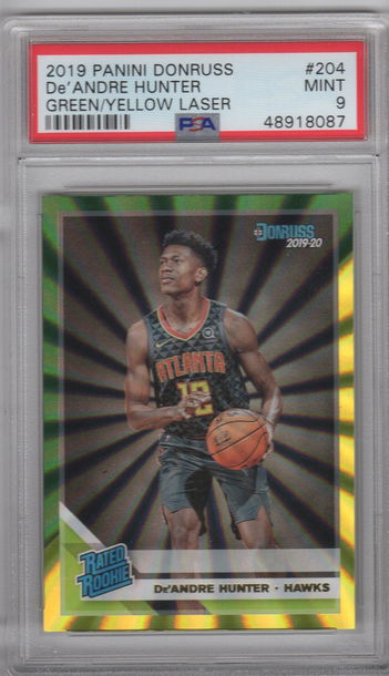 2019 Donruss De'Andre Hunter Green/Yellow Laser PSA 9