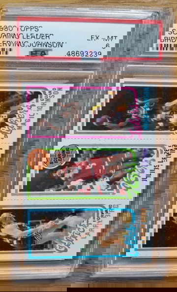 1980 Topps Scoring Leader Bird, Erving, Johnson PSA 6 EX - MT