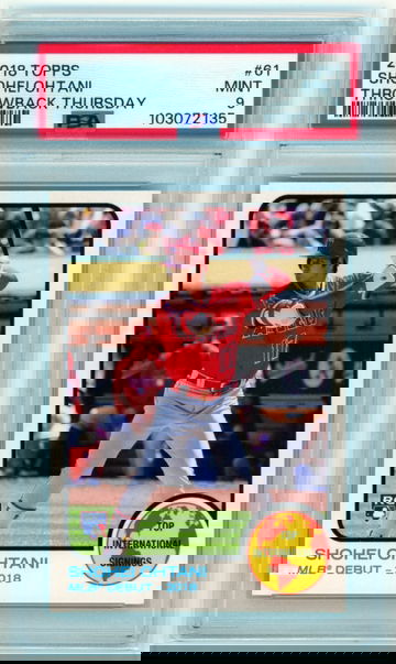 2018 Topps Throwback Thursday #61 Shohei Ohtani PSA 9 MINT!