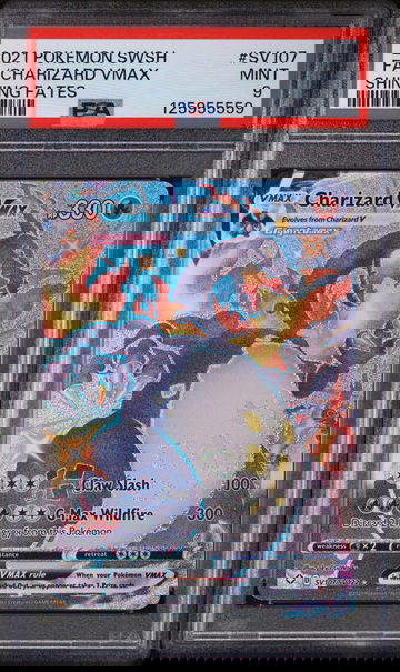 2021 Pokemon Sword and Shield Shining Fates Charizard Vmax #SV107 PSA 9