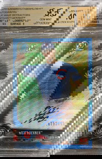 Nico Hoerner 2018 Bowman Chrome Blue Wave Auto 