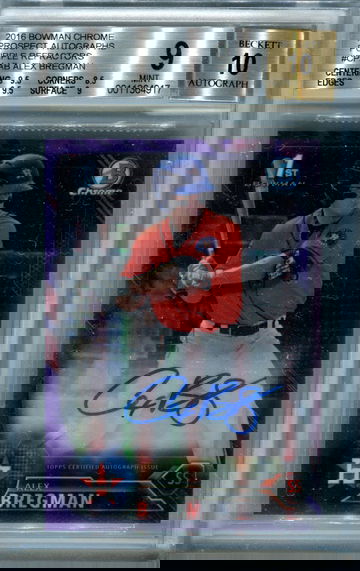 2016 Bowman Chrome Alex Bregman purple refractor /250 BGS 9 auto 10