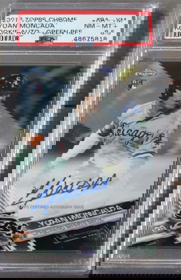 Yoan Moncada RC 2017 Topps Chrome Rookie Autograph Green Refractor #/99 #RAYM PSA 8.5