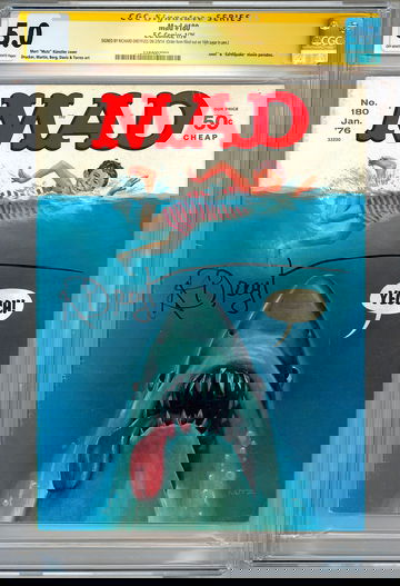 MAD #180 CGC-SS 5.0 *JAWS MOVIE* PARODY SIGNED ORIG ACTOR RICHARD DREYFUSS 1976