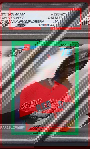 2017 Bowman Chrome Rafael Devers RC #38/99 ‘92 Bowman Green Refractor SP PSA 10 💎