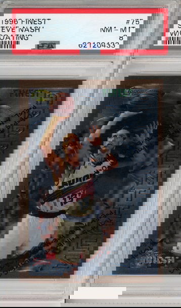 1996 FINEST STEVE NASH #75 W COATING ROOKIE HOF PHOENIX SUNS RC PSA 8 NM-MT