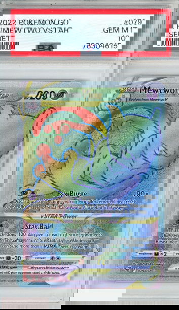 2022 POKEMON GO FA MEWTWO VSTAR #079 SECRET PSA 10 GEM MT