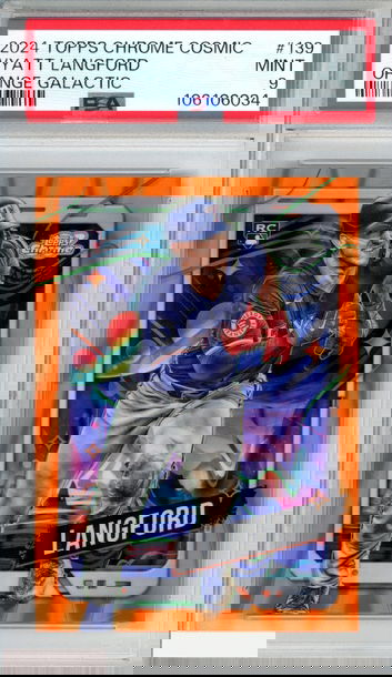 2024 TOPPS CHROME COSMIC WYATT LANGFORD #139 ORANGE GALACTIC 8 OF 25 RC PSA 9