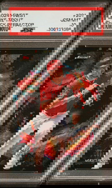 2024 Topps Finest Black Refractor Mike Trout #201 /10 PSA 10