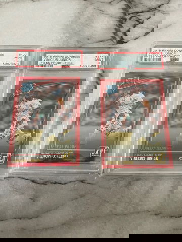 (2) 2018 Donruss Press Preoof - Red Vinicius Junior Psa 9 Mint