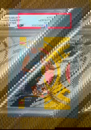 2023 Panini Select James Harden Gold Glitter PSA 10 Clippers #137