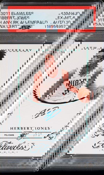 2021 PANINI FLAWLESS 10TH ANNIVERSARY ROOKIE HERBERT JONES EMERALD PSA 6 AUTO 10