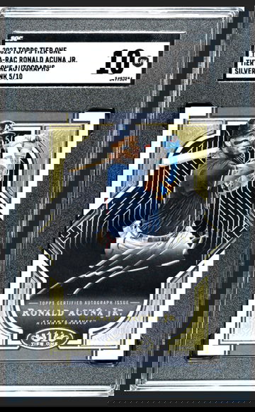 2023 Topps Tier One Ronald Acuna Jr - Tier One Autographs Silver Ink 5/10 Pop 1 (Acuña)
