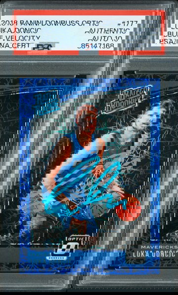 2018 Panini Donruss Optic Luka Doncic Blue Velocity PSA Authentic AUTO 10