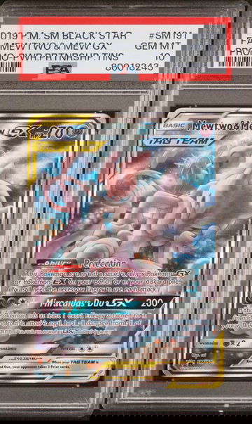 2019 Pokemon Sm Black Star Promo Fa Mewtwo & Mew Gx #SM191 PSA 10