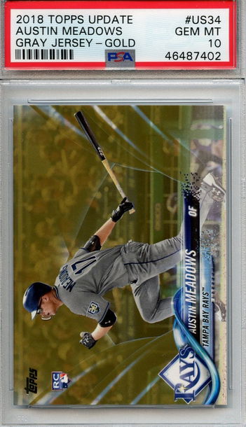2018 Topps Update Gold #US34 Austin Meadows Gray Jersey 1338/2018 PSA 10 Rookie