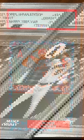 2022 Topps Japan Mike Trout 1987 Cherry Tree PSA 10