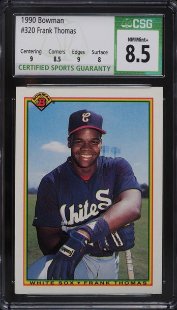 1990 BOWMAN FRANK THOMAS ROOKIE RC #320 CSG 8.5 NM-MT+
