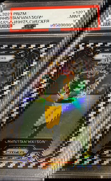 2023 Prizm Black & White Checker Christian Watson PSA 9