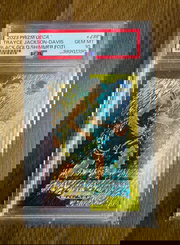 2023 Panini Prizm Deca Trayce Jackson-Davis Black Gold Shimmer FOTL /8 PSA 10