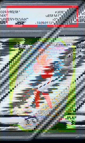 2024 Panini Neon Green Pulsar Prizm #309 Bo Nix Denver Broncos Rookie RC PSA 10