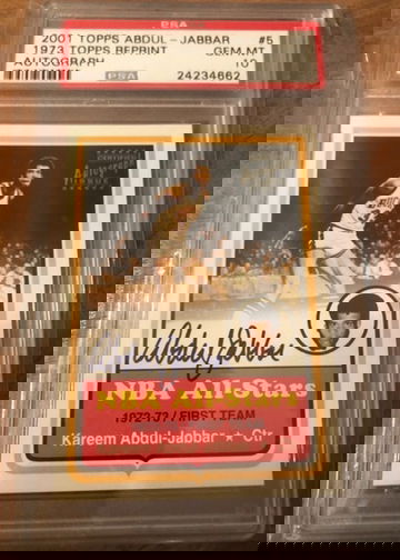 2001 Topps Kareem Abdul Jabbar Authentic Autograph AUTO 1973 Reprint Card PSA 10 Only 1 