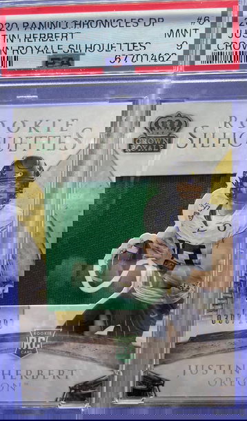 2020 Panini Crown Royale Justin Herbert /199 Rookie RC Silhouettes PSA 9 Mint SP