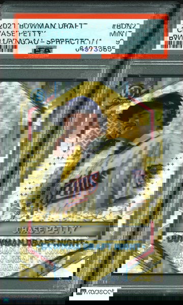 2021 Bowman Chase Petty SUPERFRACTOR 1/1 Draft Night Chrome Reds #BDN2 PSA 9