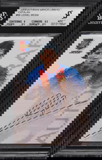 2004 Panini Mega Cracks Barca Campio CATALAN Lionel Messi ROOKIE RC #89 BGS 9