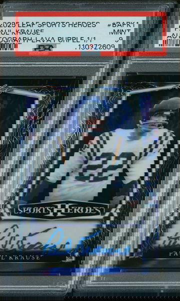 2025 Leaf Sports Heroes Lava Purple Paul Krause #BAPK1 Auto 1/1 PSA 9