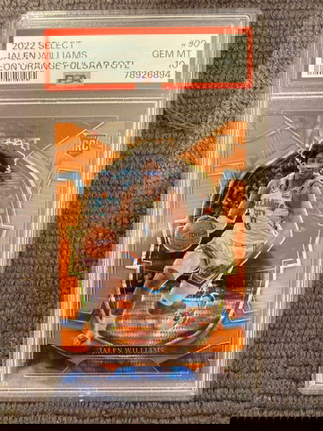 2022 PANINI SELECT NEON ORANGE PULSAR FOTL #90 JALEN WILLIAMS ROOKIE 5/15 PSA 10