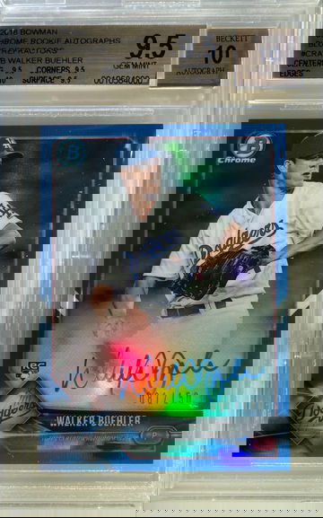 Walker Buehler 2018 bowman chrome blue refractor  rc rookie autograph  #/150 BGS 9.5 10