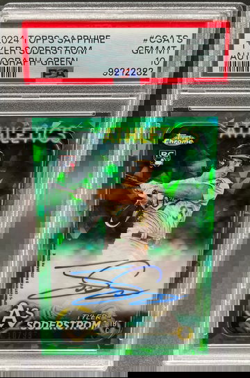 2024 Topps Chrome Sapphire Tyler Soderstrom Green Auto /99 PSA 10